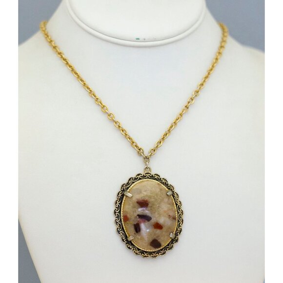 24 inch, Vintage Oval Victorian Abstract Pendant Necklace | CC1 - Picture 2 of 3